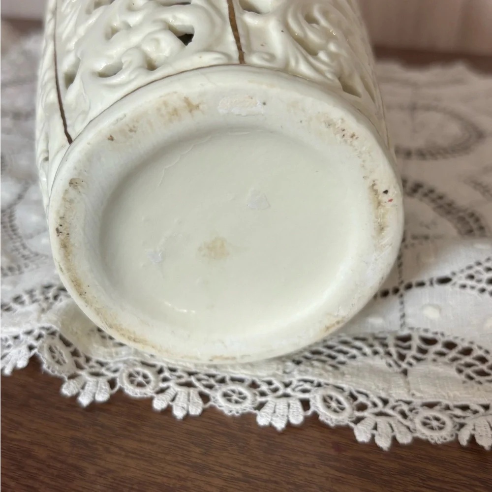 Vintage Porcelain Vase with Gold Accents